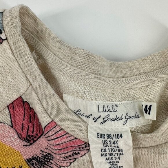 H&M Long Sleeve Bird Pattern Sweatshirt Dress Size US 2-4 Y - Picture 4 of 8